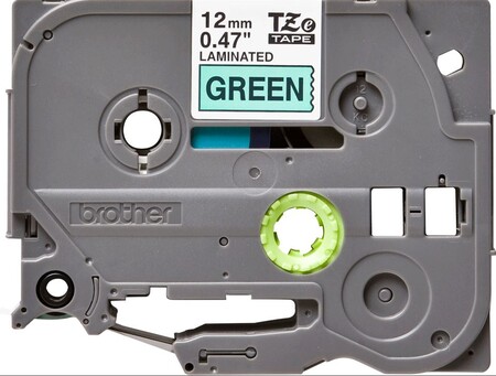 Brother TZe-731 12mm Yeşil üzerine Siyah Laminasyonlu Etiket - Thumbnail