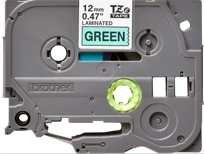 Brother TZe-731 12mm Yeşil üzerine Siyah Laminasyonlu Etiket - 1