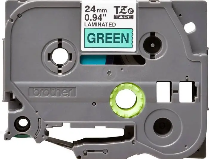 Brother TZe-751 24mm Yeşil üzerine Siyah Laminasyonlu Etiket - 1