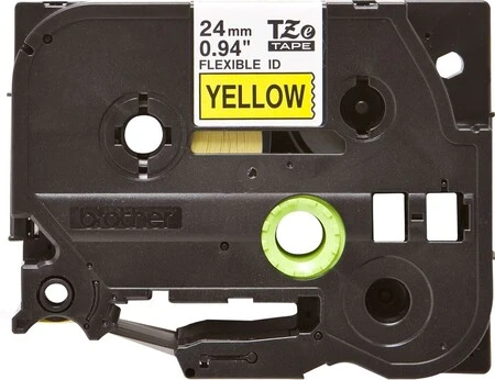 Brother TZe-FX651 24mm Sarı üzerine Siyah Esnek Etiket - 2