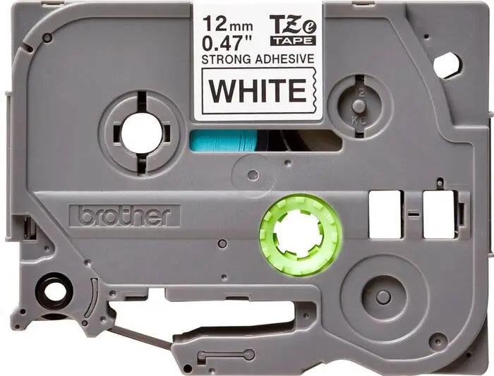 Brother TZe-S231 12mm Beyaz Siyah Güçlü Yapışkanlı Etiket - 1