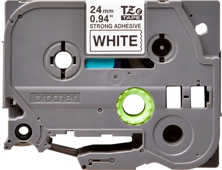 Brother TZe-251 24mm Beyaz üzerine Siyah Güçlü Yapışkanlı Laminasyonlu Etiket - Thumbnail