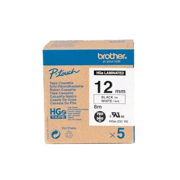 HGe-231 12mm Beyaz üzerine Siyah Laminasyonlu Etiket - 1