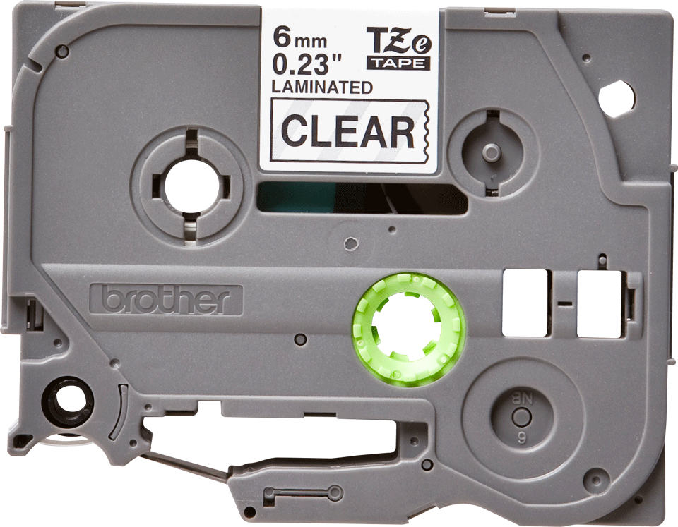 TZe-111 6mm Şeffaf üzerine Siyah Laminasyonlu Etiket - 1