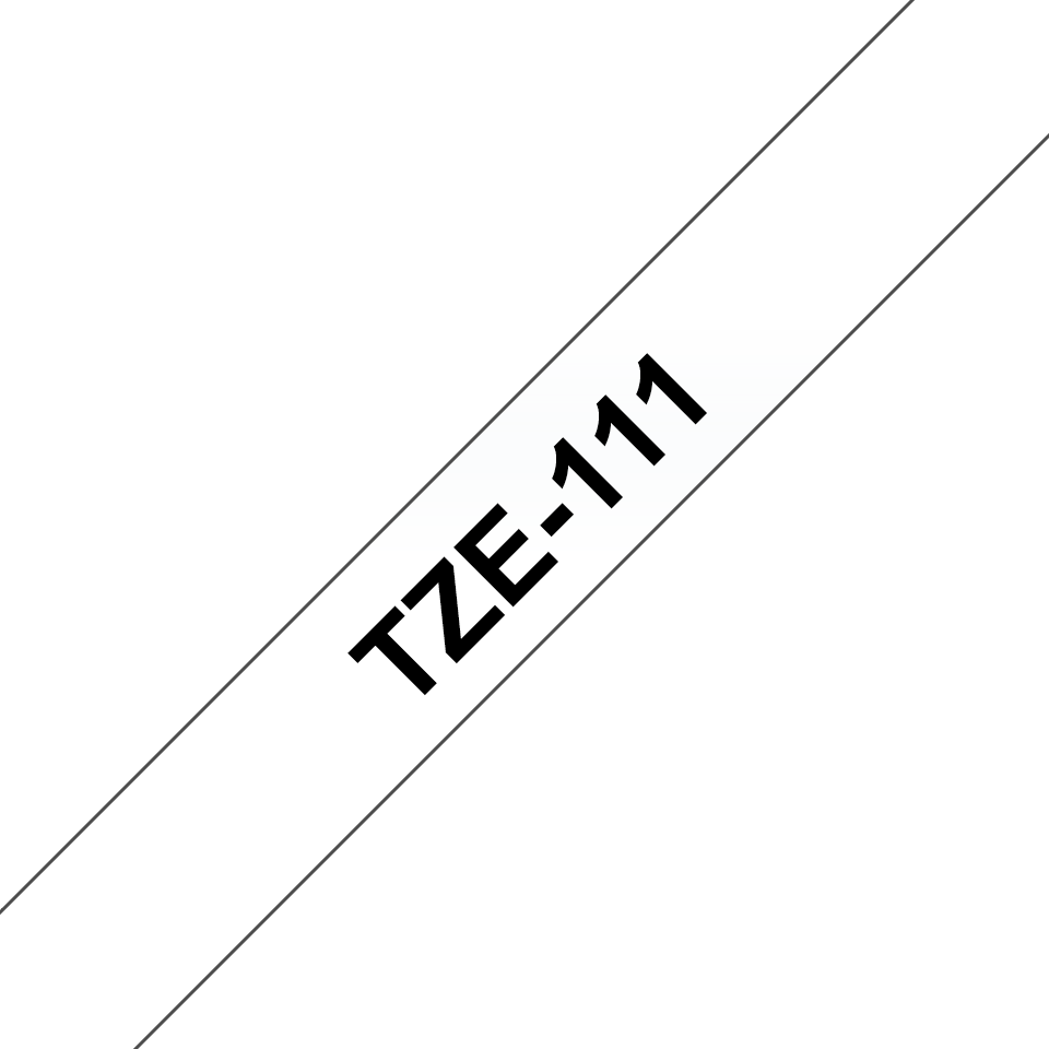 TZe-111 6mm Şeffaf üzerine Siyah Laminasyonlu Etiket (TZe Tape) - Thumbnail