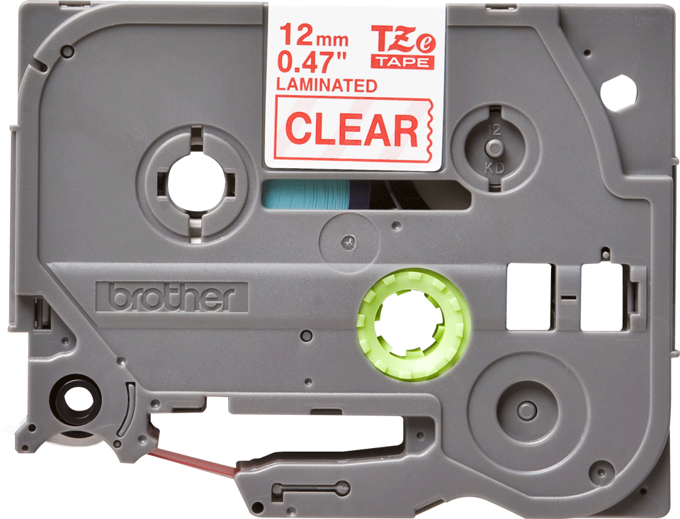 TZe-132 12mm Şeffaf üzerine Kırmızı Laminasyonlu Etiket (TZe Tape) - Thumbnail
