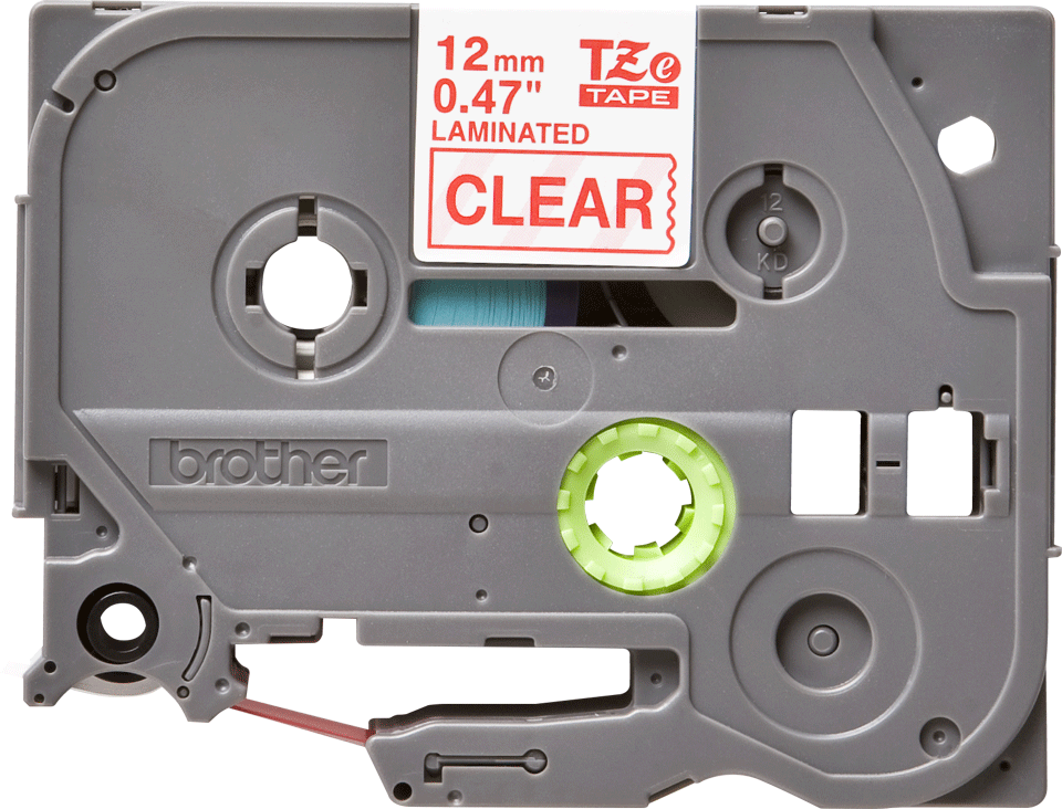 TZe-132 12mm Şeffaf üzerine Kırmızı Etiket - 1