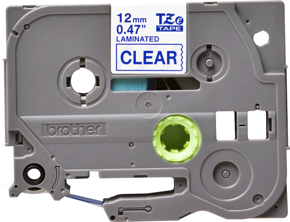 TZe-133 12mm Şeffaf üzerine Mavi Laminasyonlu Etiket - 1