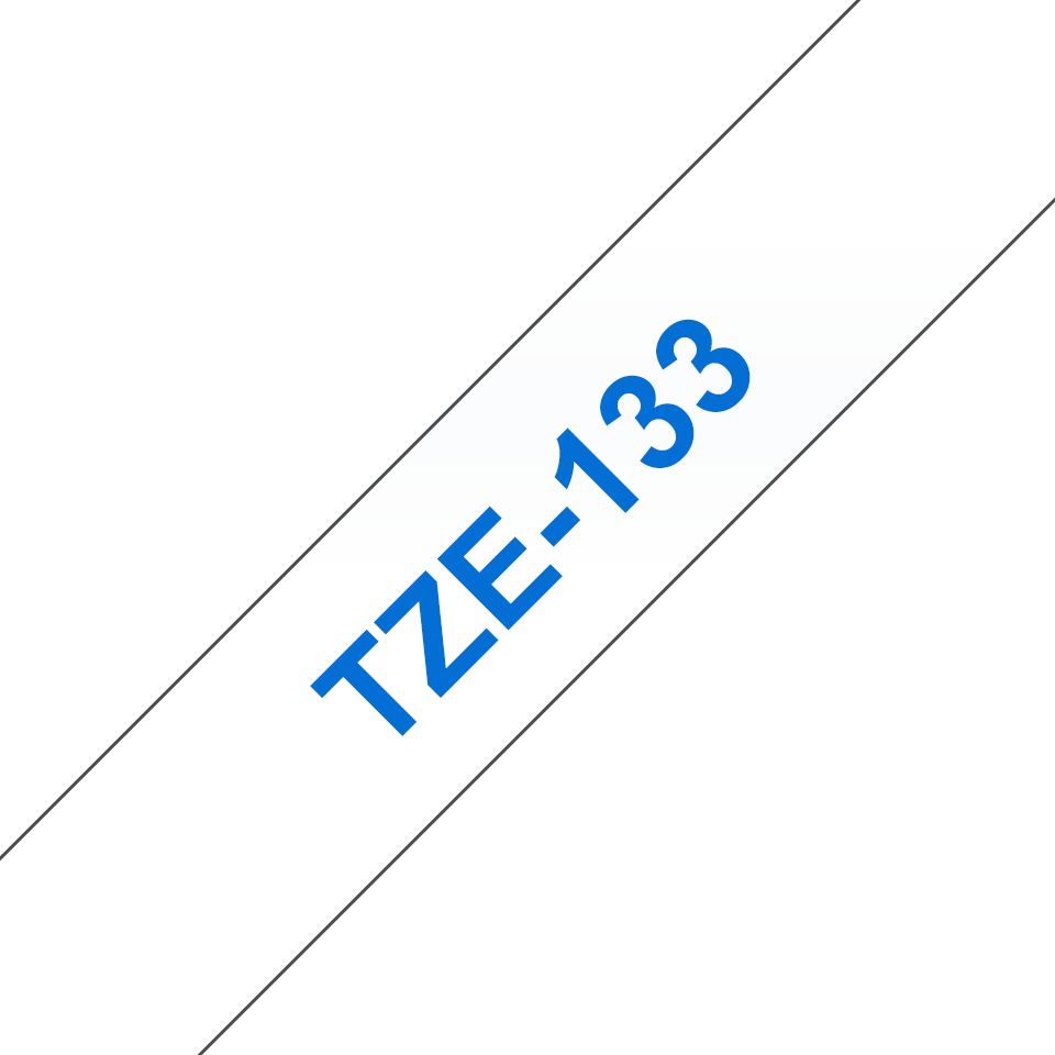 TZe-133 12mm Şeffaf üzerine Mavi Laminasyonlu Etiket (TZe Tape) - Thumbnail
