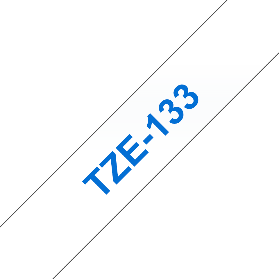 TZe-133 12mm Şeffaf üzerine Mavi Laminasyonlu Etiket - 3