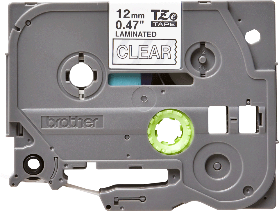 TZe-135 12mm Şeffaf üzerine Beyaz Laminasyonlu Etiket - 1