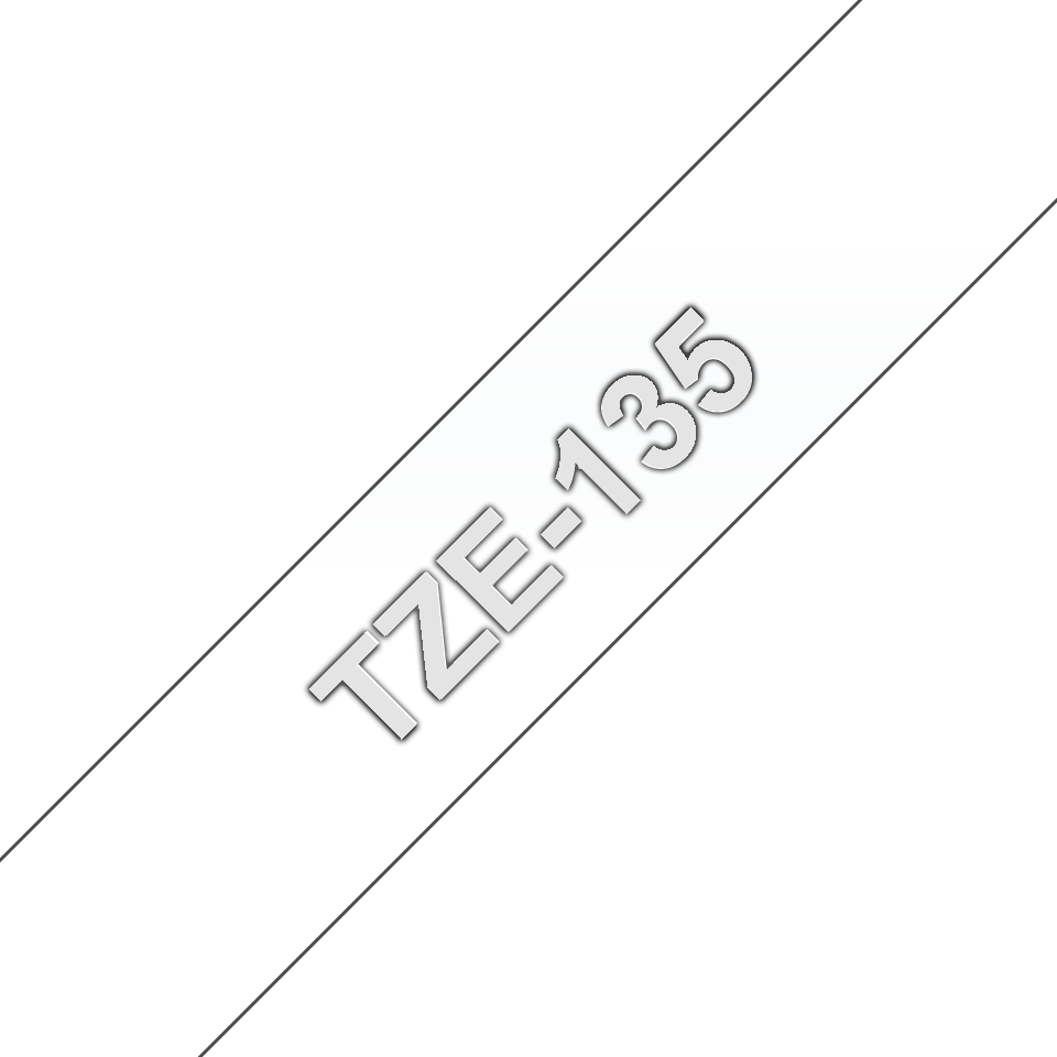 TZe-135 12mm Şeffaf üzerine Beyaz Laminasyonlu Etiket - 3
