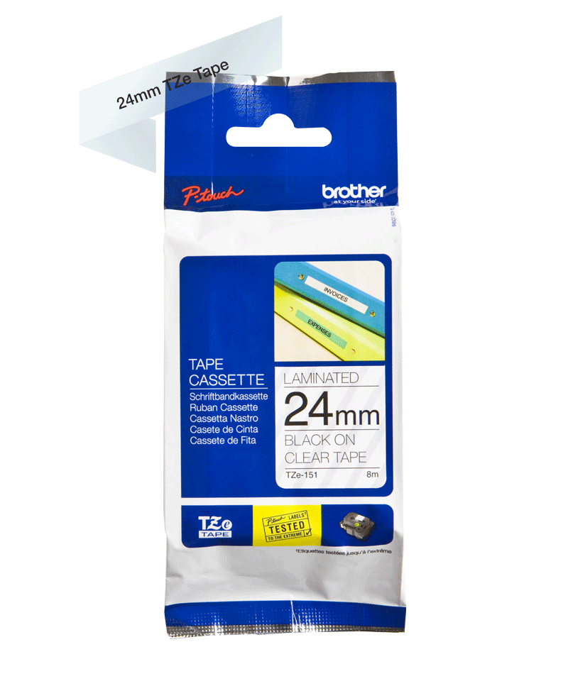 TZe-151 24mm Siyah üzerine Şeffaf Laminasyonlu Etiket - 2