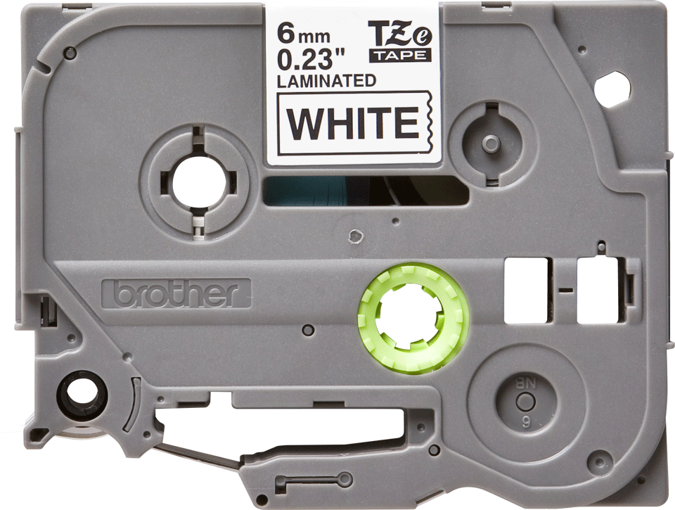 Brother - TZe-211 6mm Beyaz üzerine Siyah Laminasyonlu Etiket (TZe Tape)
