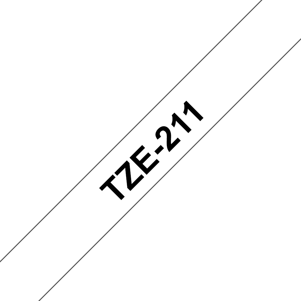TZe-211 6mm Beyaz üzerine Siyah Laminasyonlu Etiket (TZe Tape) - Thumbnail