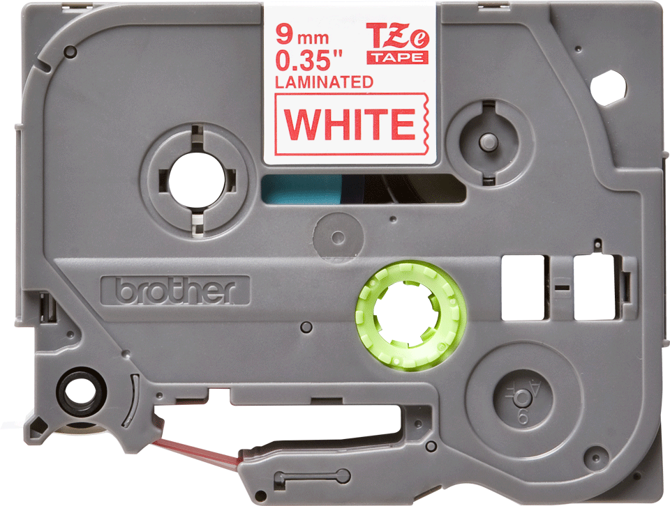 Brother - TZe-222 9mm Beyaz üzerine Kırmızı Laminasyonlu Etiket (TZe Tape)