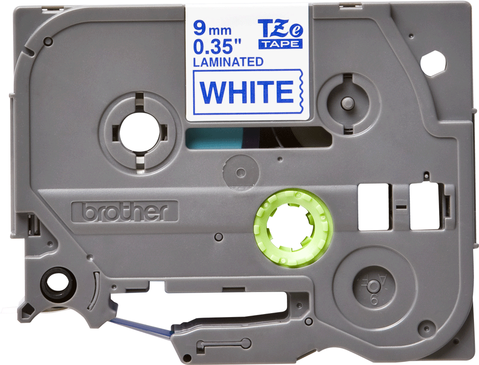 Brother - TZe-223 9mm Beyaz üzerine Mavi Laminasyonlu Etiket (TZe Tape)