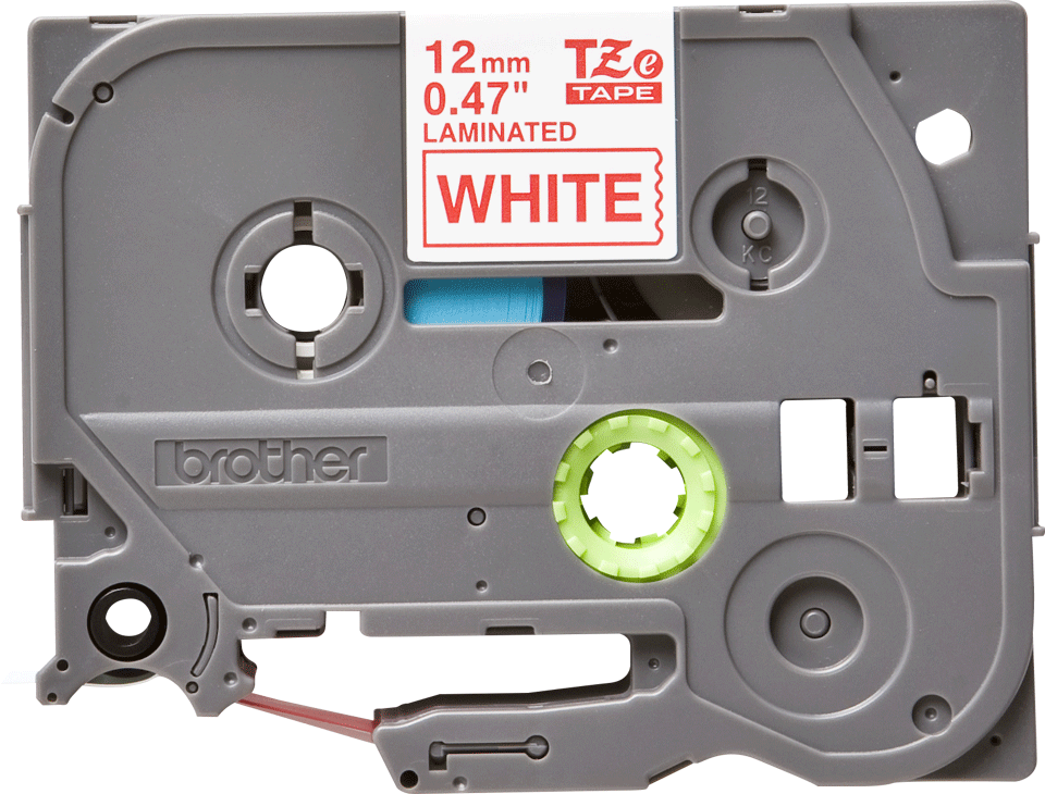 Brother - TZe-232 12mm Beyaz üzerine Kırmızı Laminasyonlu Etiket (TZe Tape)