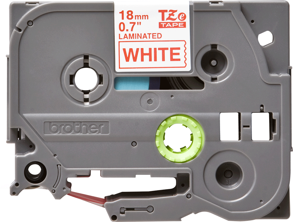 TZe-242 18mm Beyaz üzerine Kırmızı Laminasyonlu Etiket (TZe Tape) - Thumbnail