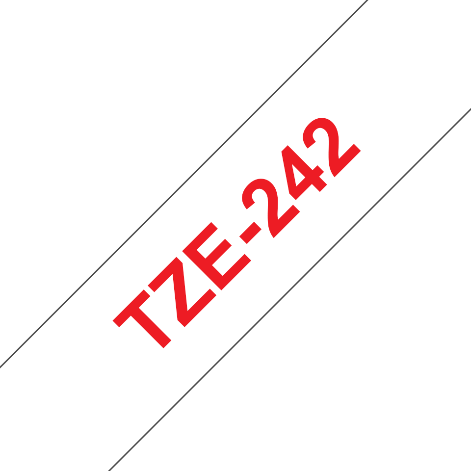 TZe-242 18mm Beyaz üzerine Kırmızı Laminasyonlu Etiket (TZe Tape) - Thumbnail