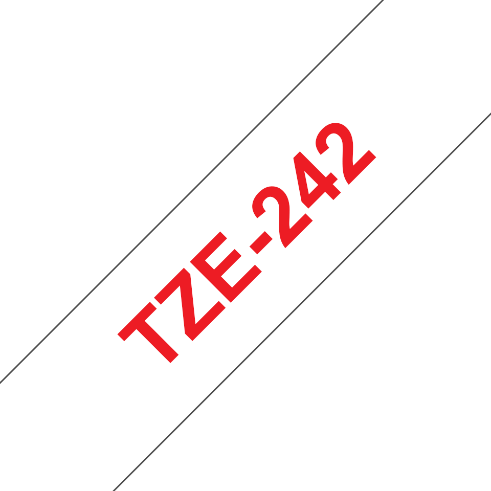 TZe-242 18mm Beyaz üzerine Kırmızı Laminasyonlu Etiket - 3