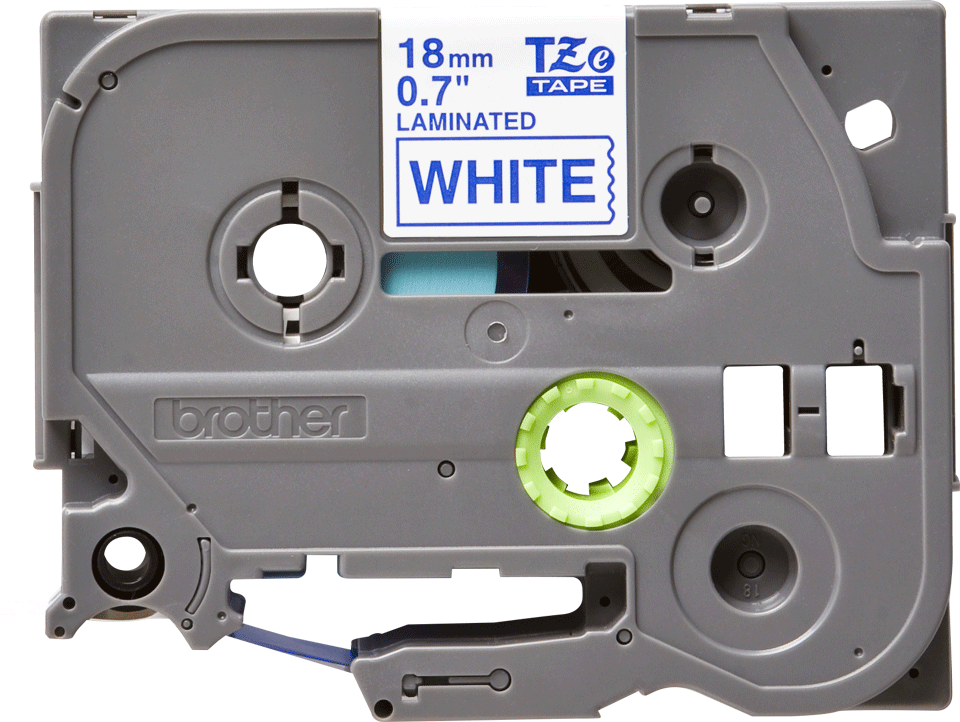 TZe-243 18mm Beyaz üzerine Mavi Laminasyonlu Etiket - 1