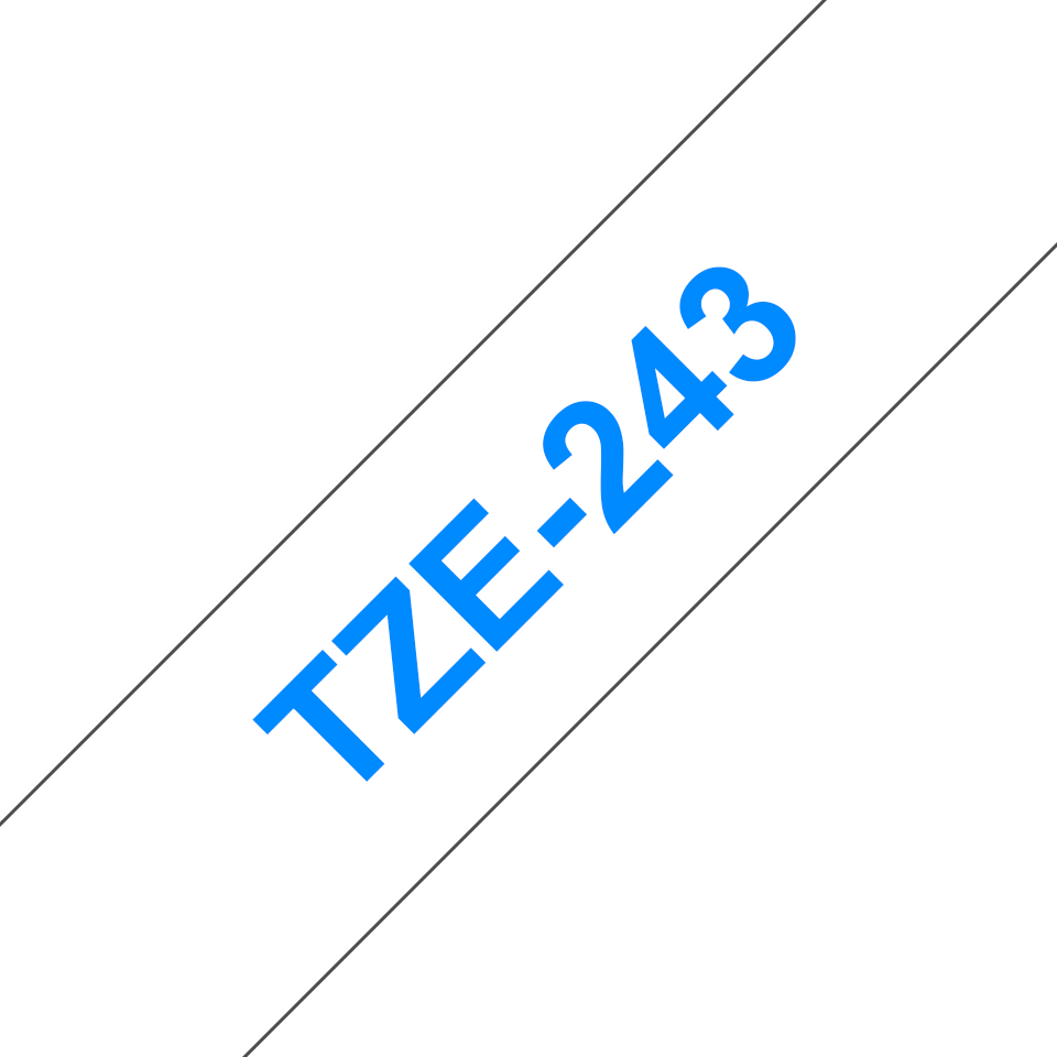 TZe-243 18mm Beyaz üzerine Mavi Laminasyonlu Etiket (TZe Tape) - Thumbnail