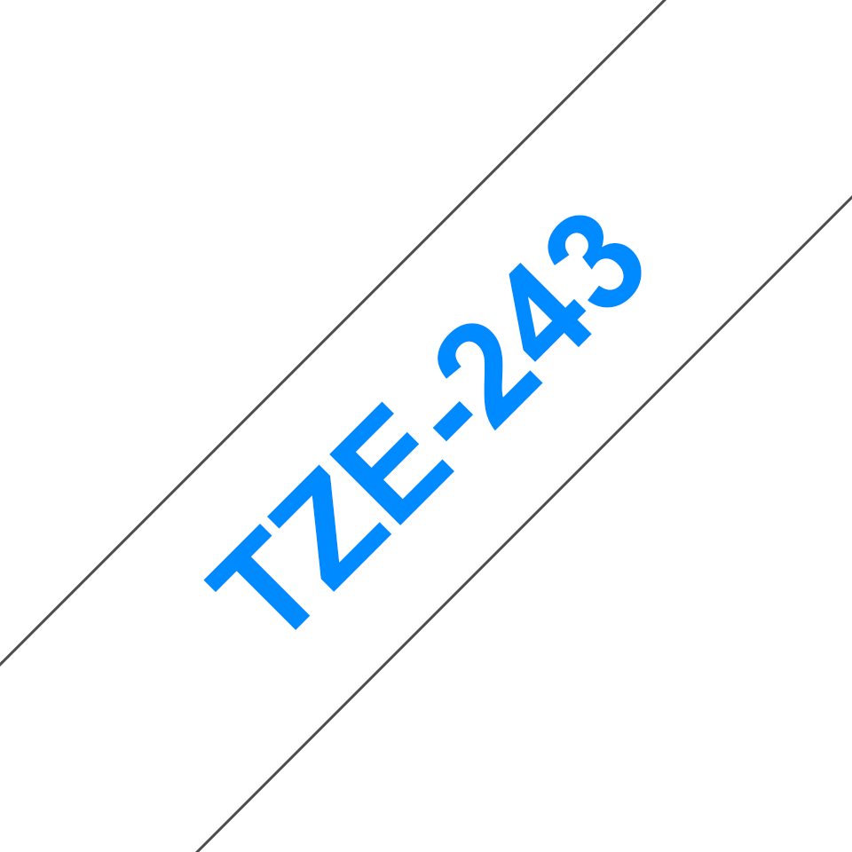 TZe-243 18mm Beyaz üzerine Mavi Laminasyonlu Etiket - 3