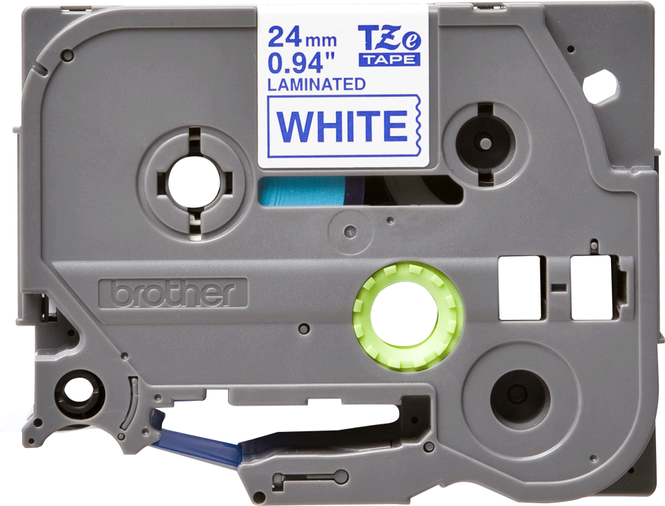 TZe-253 24mm Beyaz üzerine Mavi Laminasyonlu Etiket - 1