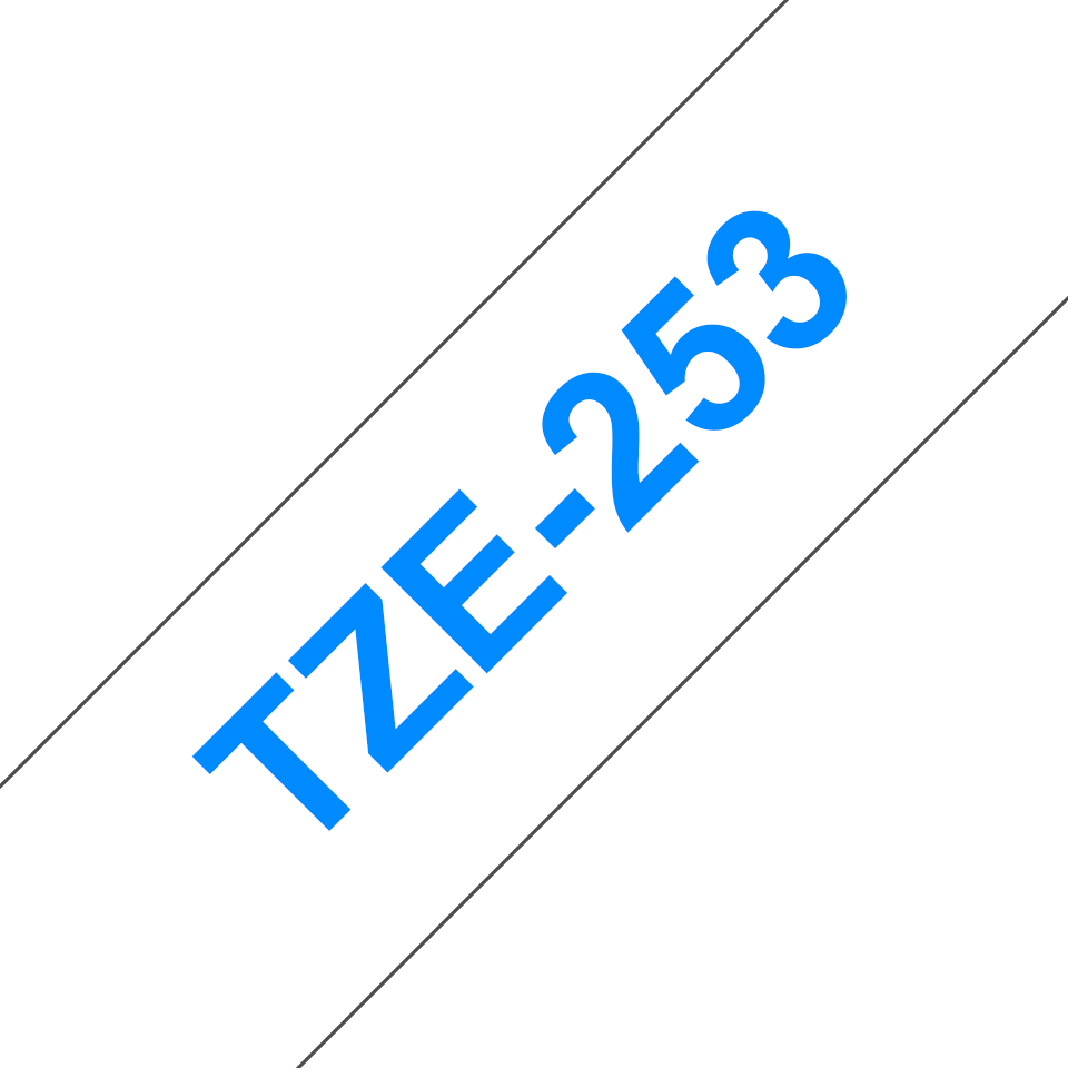 TZe-253 24mm Beyaz üzerine Mavi Laminasyonlu Etiket (TZe Tape) - Thumbnail