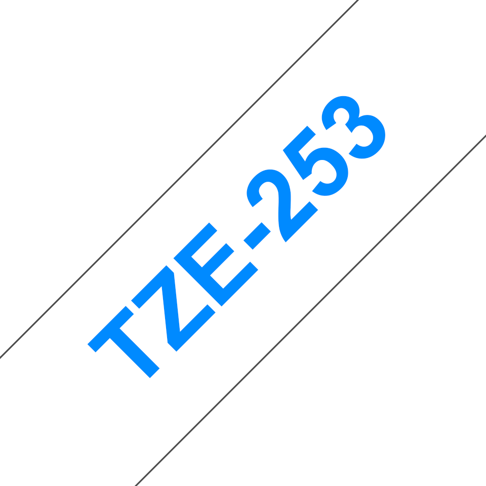 TZe-253 24mm Beyaz üzerine Mavi Laminasyonlu Etiket - 3