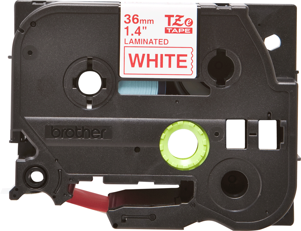 TZe-262 36mm Beyaz üzerine Kırmızı Laminasyonlu Etiket - 1
