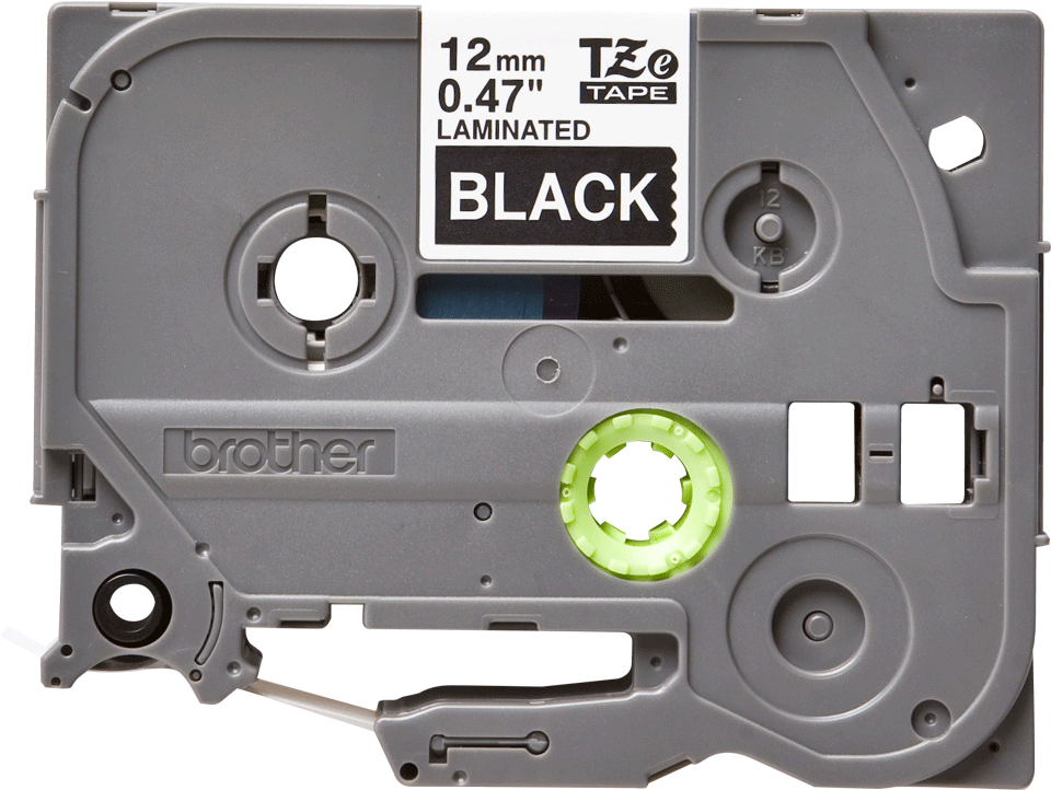 Brother - TZe-335 12mm Siyah üzerine Beyaz Laminasyonlu Etiket (TZe Tape)