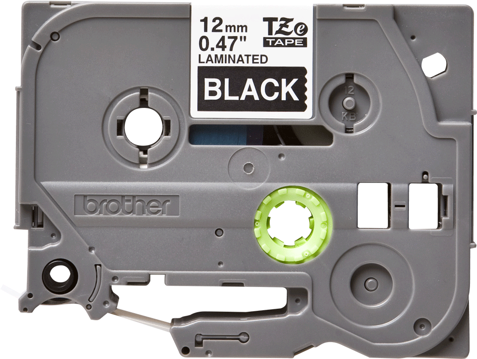 TZe-335 12mm Siyah üzerine Beyaz Laminasyonlu Etiket - 1