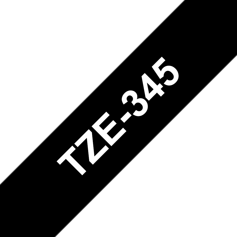 TZe-345 18mm Siyah üzerine Beyaz Laminasyonlu Etiket (TZe Tape - Thumbnail