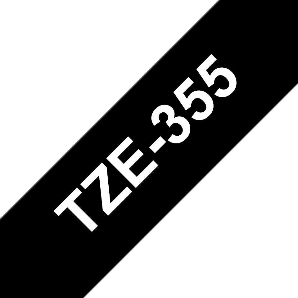TZe-355 24mm Siyah üzerine Beyaz Laminasyonlu Etiket (TZe Tape) - Thumbnail