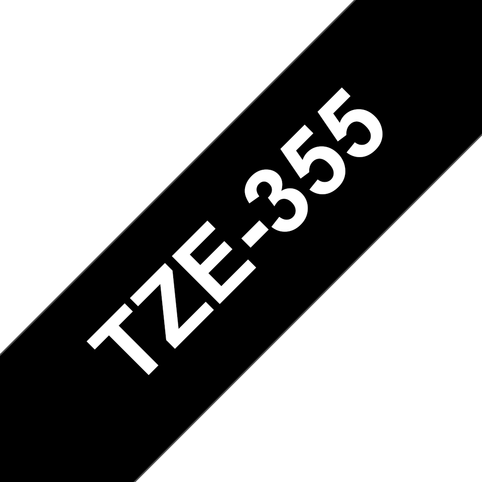 TZe-355 24mm Siyah üzerine Beyaz Laminasyonlu Etiket - 3