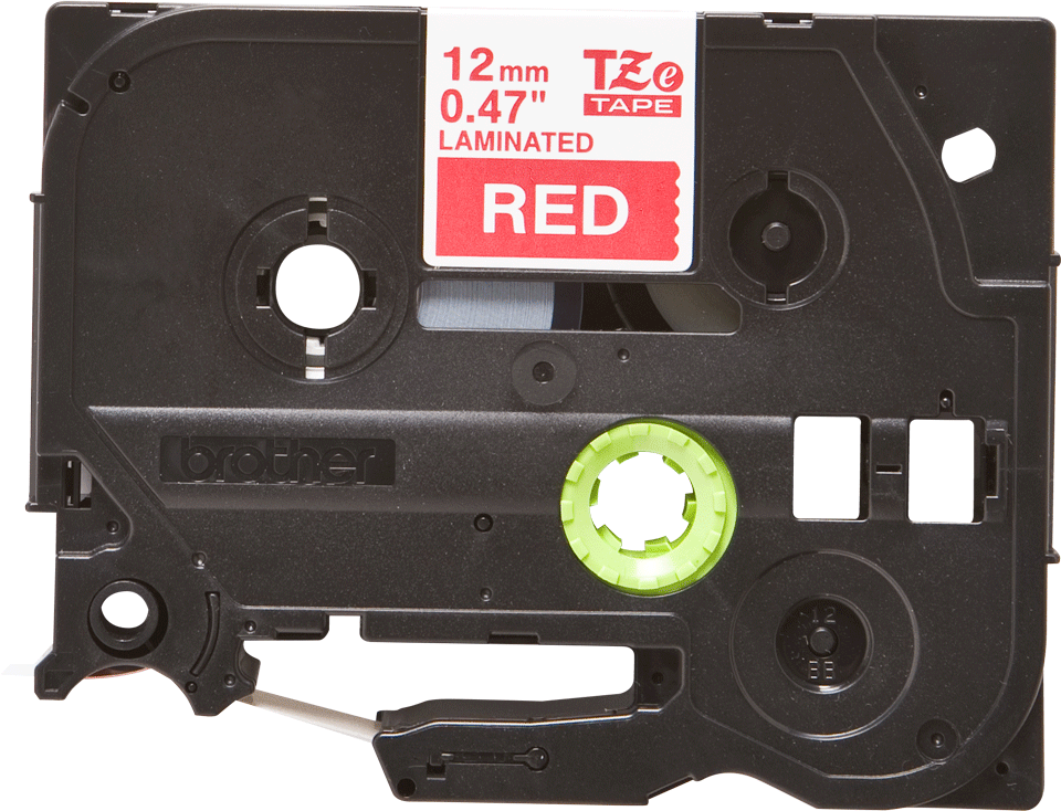 Brother - TZe-435 12mm Kırmızı üzerine Beyaz Laminasyonlu Etiket (TZe Tape)