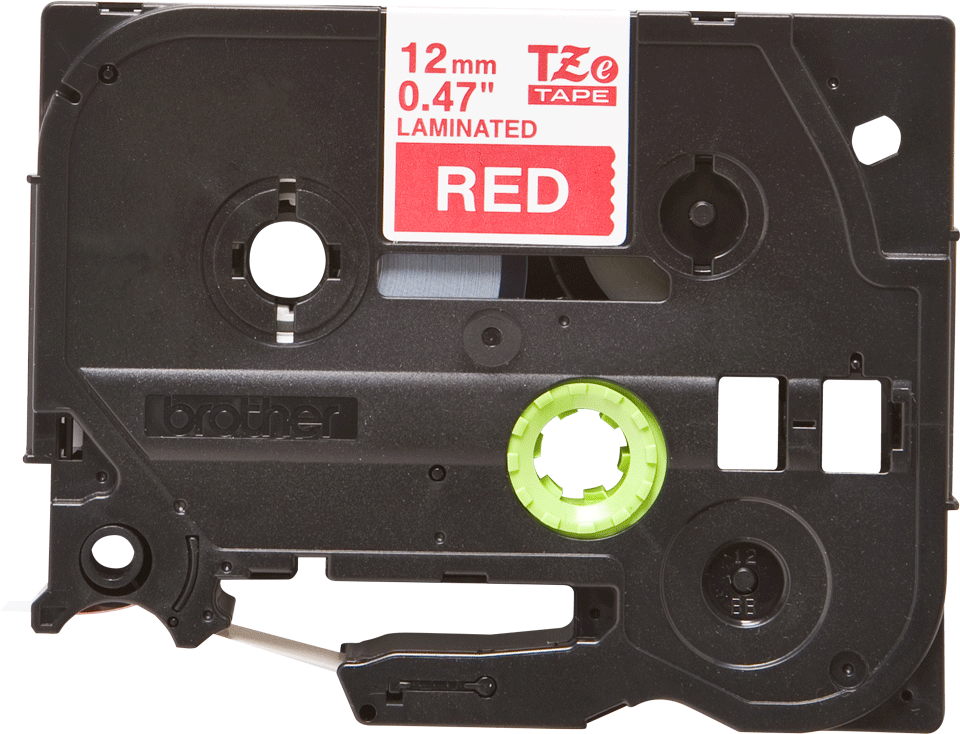 TZe-435 12mm Kırmızı üzerine Beyaz Laminasyonlu Etiket - 1