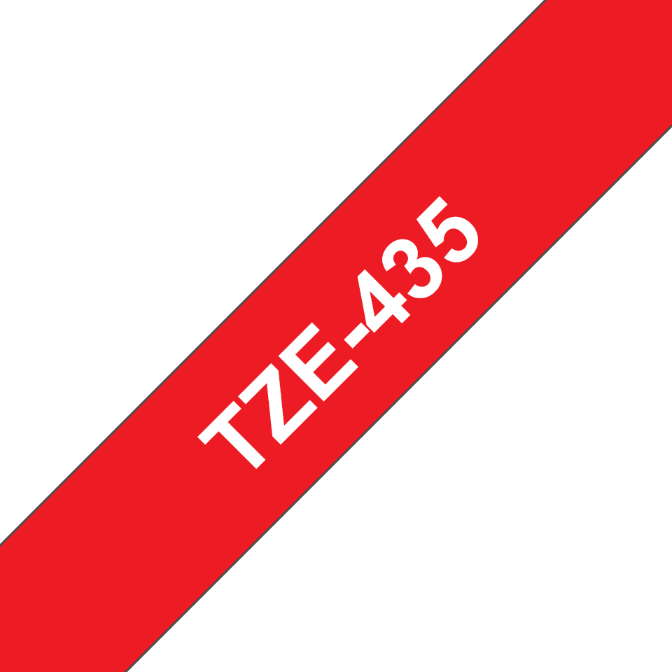 TZe-435 12mm Kırmızı üzerine Beyaz Laminasyonlu Etiket (TZe Tape) - Thumbnail