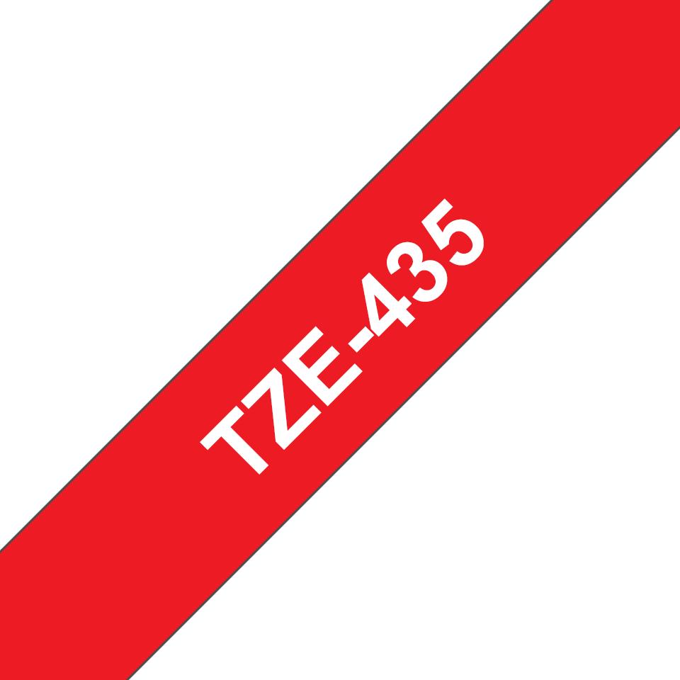 TZe-435 12mm Kırmızı üzerine Beyaz Laminasyonlu Etiket - 3