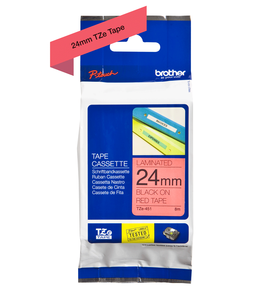 TZe-451 24mm Kırmızı üzerine Siyah Laminasyonlu Etiket - 2