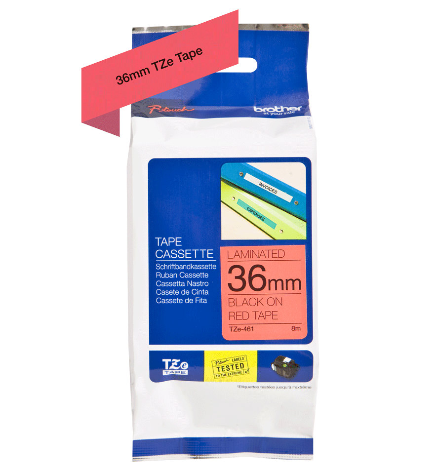 TZe-461 36mm Kırmızı üzerine Siyah Laminasyonlu Etiket - 2