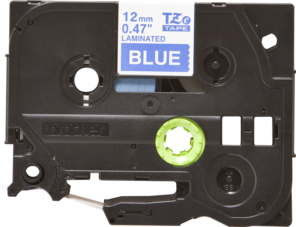 Brother - TZe-535 12mm Mavi üzerine Beyaz Laminasyonlu Etiket (TZe Tape)