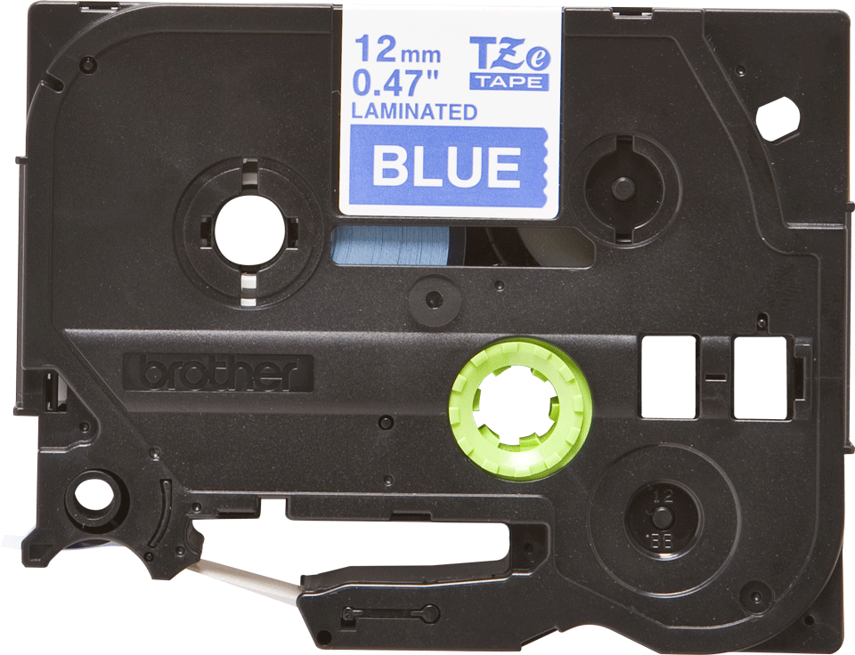 TZe-535 12mm Mavi üzerine Beyaz Laminasyonlu Etiket - 1