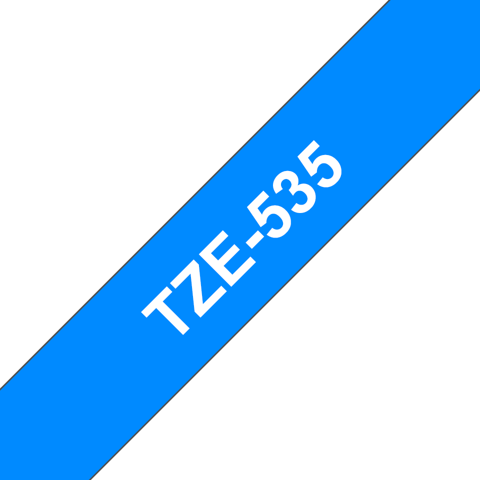 TZe-535 12mm Mavi üzerine Beyaz Laminasyonlu Etiket - 3