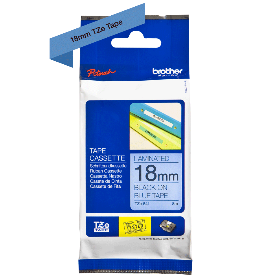 TZe-541 18mm Mavi üzerine Siyah Laminasyonlu Etiket - 2