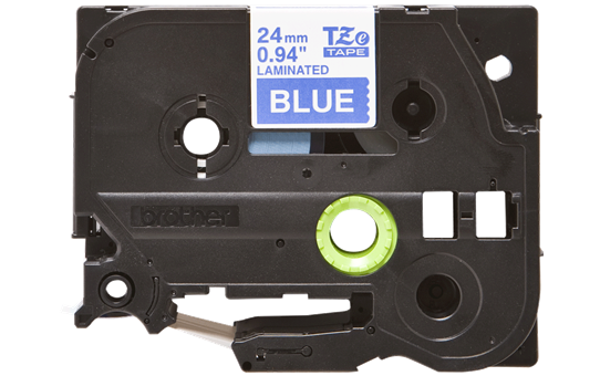 Brother - TZe-555 24mm Mavi üzerine Beyaz Laminasyonlu Etiket (TZe Tape)