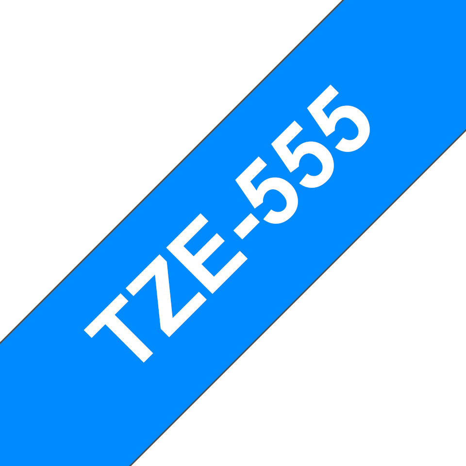 TZe-555 24mm Mavi üzerine Beyaz Laminasyonlu Etiket - 3