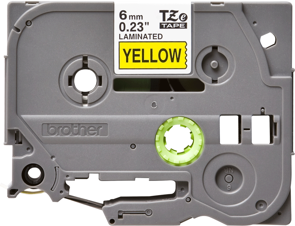 Brother - TZe-611 6mm Sarı üzerine Siyah Laminasyonlu Etiket (TZe Tape)